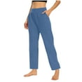 thumbnail image 3 of ClodeEU Women's Cotton Lounge Pants With Pockets,Straight Leg Yoga Pants Trousers Dressy Casual Regular Blue,Womens Plus S, 3 of 8