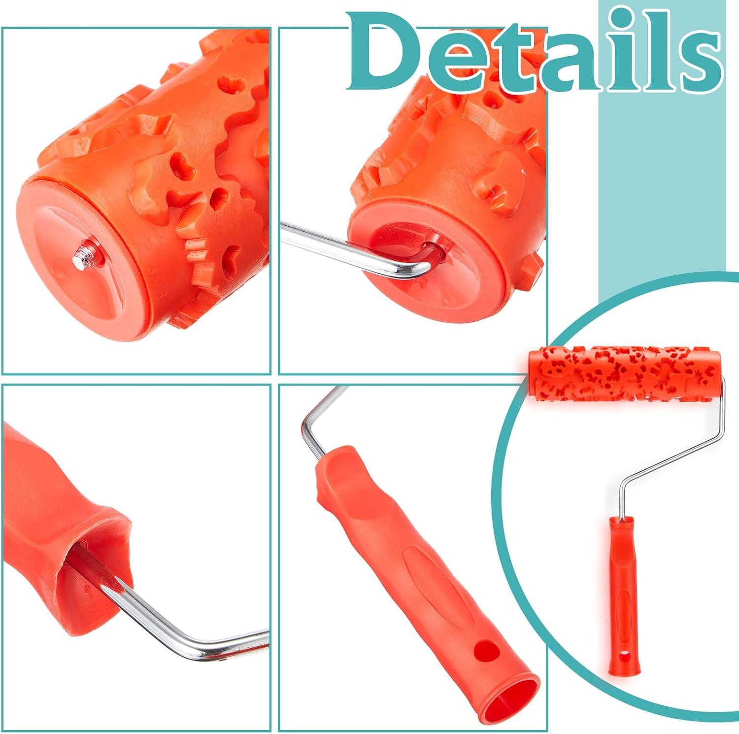 ABPETE 2 Pcs 7'' Texture Roller Pattern Paint Roller for Wall Decoration Classic Rubber Roller Texture Roller Tool to Add Design to Thick Slurry Elastomeric Coatings, Not Paint Rollers(Eg323t)