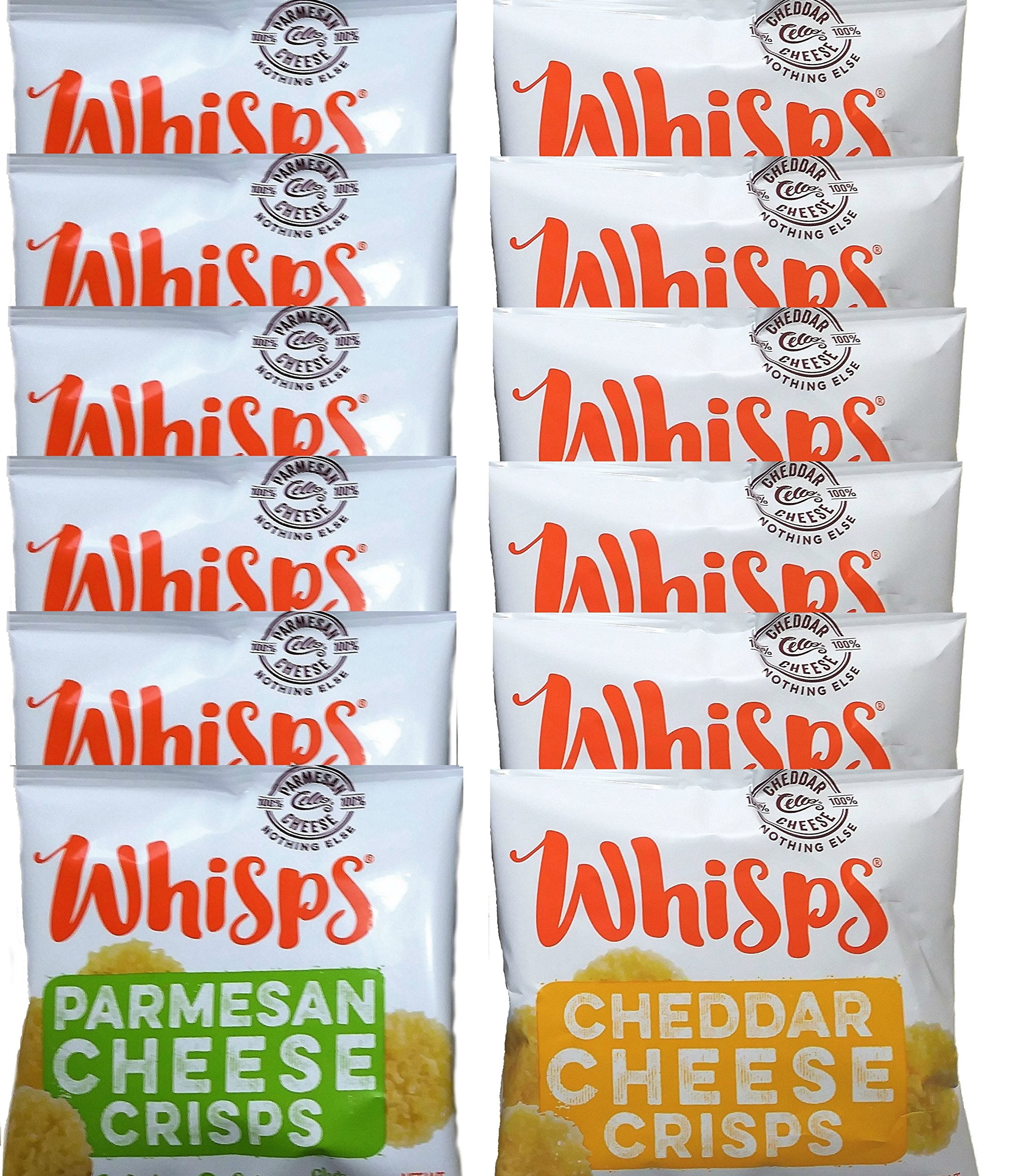 Whisps Cheese Crisps, Single Serve Bags, 6 Parmesan and 6 Cheddar, .63