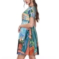 thumbnail image 2 of Cauagu Coastal Cat By The Window Print Summer Dresses for Women 2025 Loose Short Sleeve Casual Sundresses with Pockets, 2 of 6