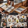 thumbnail image 3 of Midnight Blue Striped Placemats for Dinning Table Set of 4, Beige Geometric Modern Art Burlap Kitchen Place Mats Waterproof Cloth Table Mats, Indoor Outdoor Placemats Easy Clean Dinner Decor, 3 of 8