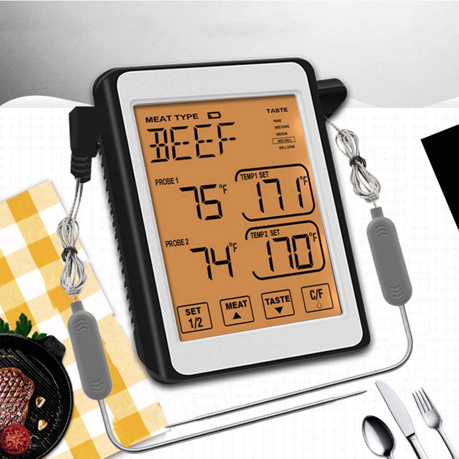 YongCo Digital BBQ Kitchen Oven Grill Smoker Meat with Probe and Timer Temperature Alarm