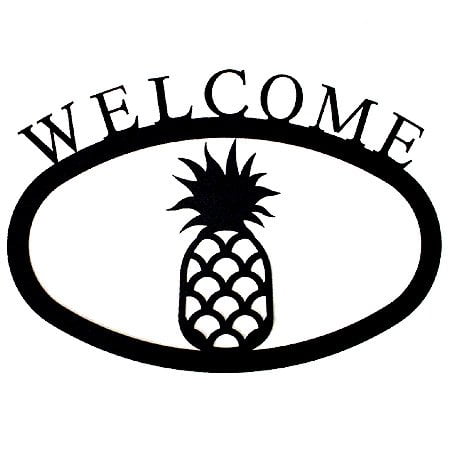 Pineapple Welcome Sign, Wrought Iron, Small Version, 11.5" x 8.0