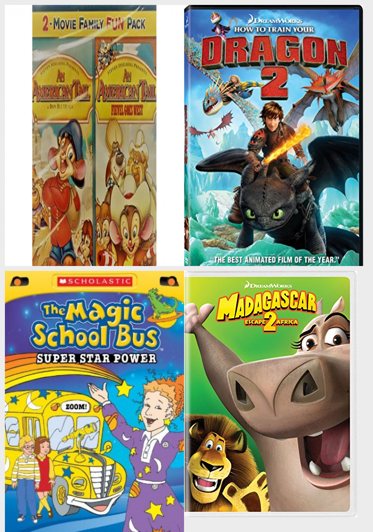 Children's 4 Pack DVD Bundle: An American Tail: 2 Movie Pack, How to Train  Your Dragon 2, The Magic School Bus: Super Star Power, Madagascar: Escape 2  Africa 