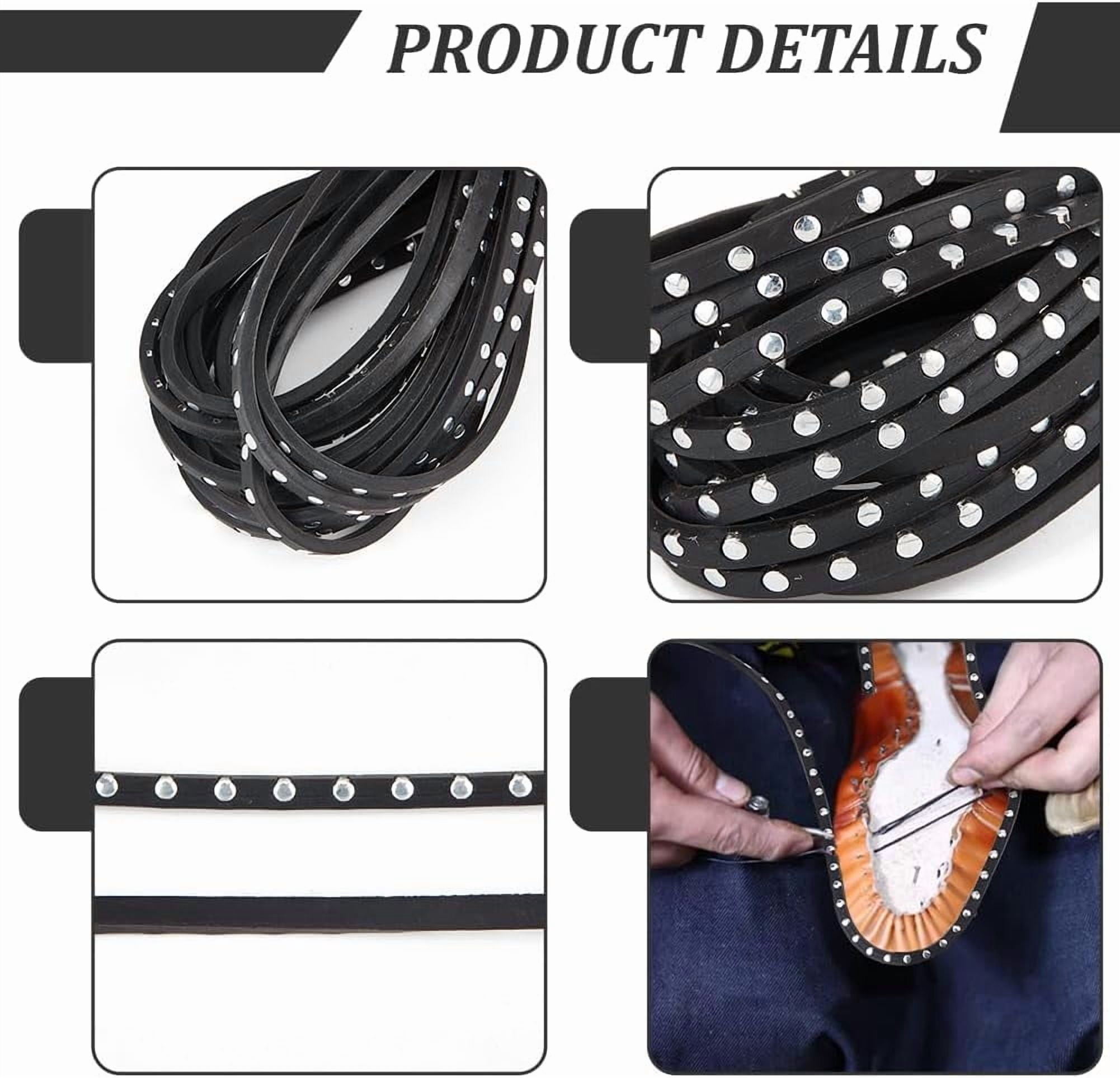 10Pcs 5m/5.47 Yards Black Flat Genuine Leather Cord Flat Leather Craft Shoemaker Cord Welt Veg Tooling Leather Cord for Leather Shoes Decorative Black