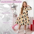 thumbnail image 5 of FKELYI Black Cat Flower Print Ruffle Twirly Dress for Girl Long Sleeve Crew Neck Casual Dress for Party Holiday Spring Fall Playwear for 3-14 Y Girls, 3-4 Y, 5 of 6