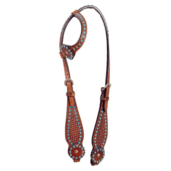 86BH Western Horse One Ear Headstall Tack American Leather Tan Hilason