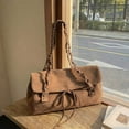 thumbnail image 3 of Tote Bag Shoulder Bag Women's Medium Size Commuter Tote Bag Urban Minimalist Style Suede Woven Large Capacity Zipper Closure Multiple Compartments Adjustable Strap for Daily Commute and Office., 3 of 9