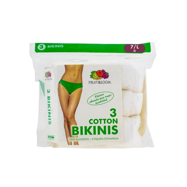 Bikini Fruit of the Loom Talla 7 Blanco 3 Piezas