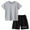 Grey boys two piece outfit DFS3, variant on GXWEA Boys Athletic Sets 2T Boy Clothes Baby Boy Clothes Toddler Summer Outfit Short Sleeve T-Shirt Tee Tops Joggers Casual Shorts 2Pcs Clothing Set