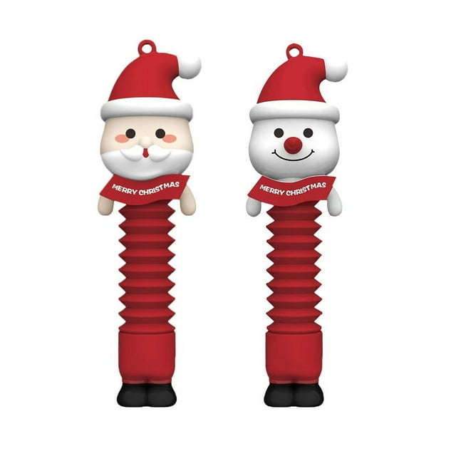 Paquete de 2 juguetes de tubos pop de Papá Noel para niños y adultos, herramientas sensoriales de tubería para aliviar el estrés y la ansiedad, juguetes estimulantes flexibles y geniales, ideales com