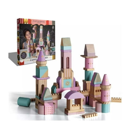 FAO Schwarz Medieval Princesses Wooden Castle Building Blocks Set - 75pc