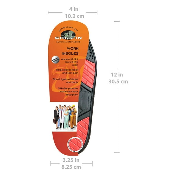 Griffin Work Insole - Insoles for Shoes, Boots, and More - Large