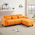 thumbnail image 6 of L-shaped Cloud Sofa , Sleeper Sofa Couch with Rubber Legs, 5-seat Sectional Sofa with Chaise Lounge for Living Room,Apartment, Orange, 6 of 9