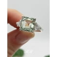 thumbnail image 2 of 7mm - 10mm Asscher Square Cut, Natural Green Amethyst, Three Stone Ring, Sterling Silver, 2 of 5