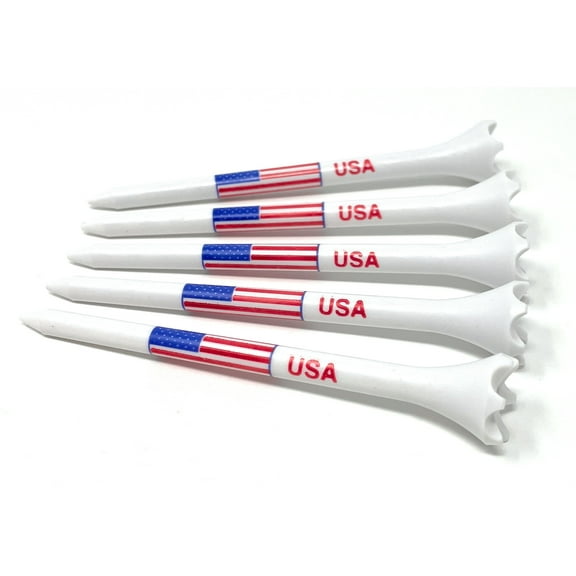 NorthPointe USA American Flag 3 ¼” Plastic Golf Tees - 100 Patriotic Golf Tees Plastic in Bulk