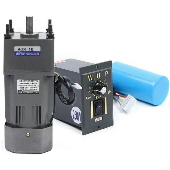 FETCOI Gear Reducer Motor with Speed Controller AC 110V 250W 5K 8Nm 270RPM Adjustable Variable Speed Gear Reduction Electric Motor High Torque Single-Phase Electric Gear Motor