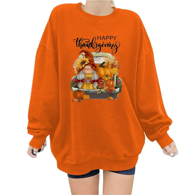 Sudaderas de Acción de Gracias Para Mujer, Blusa Holgada de Manga Larga Con Estampado A La Moda, Suéter Informal de Cuello Redondo, Tops, Sudadera Odeerbi ODB122754