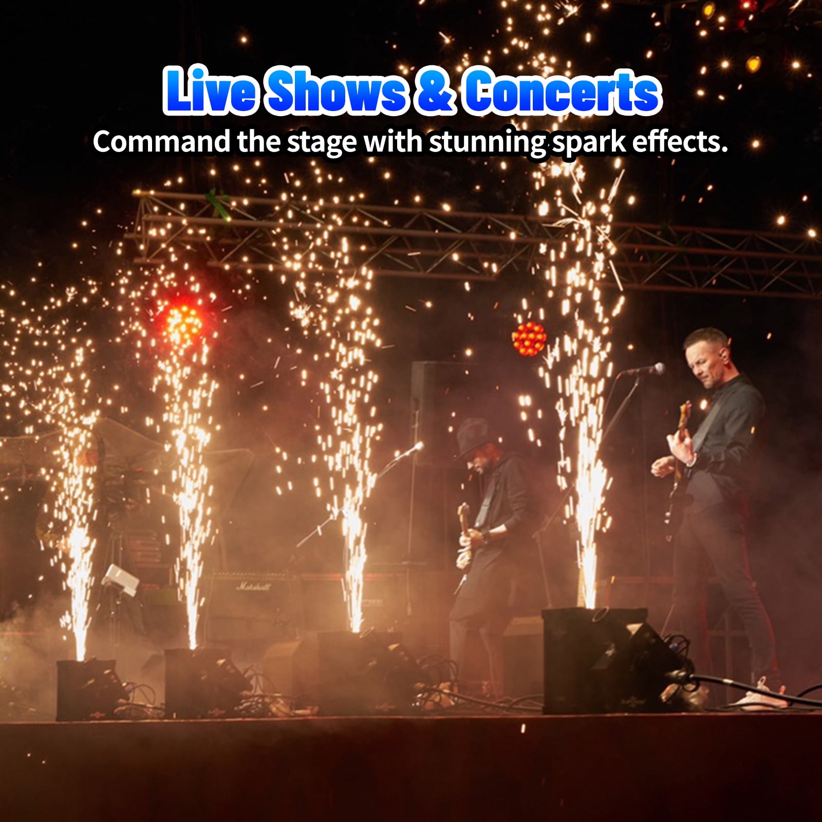 2 PCS 700W Cold Spark Machine DMX512 Firework Machine 6-19ft Adjustable for Wedding Stage Party DJ Disco with Air Box