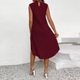 thumbnail image 6 of ClodeEU Women's Choker V-Neck Sleeveless Dress with Asymmetric Hem ,Casual Loose Fit Solid Color Dress Wine,Women's Plus L, 6 of 6