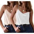 thumbnail image 1 of Camisetas sin mangas Ekouaer para mujer, satén de seda, cuello en V, XL, paquete de 2, 1 of 5