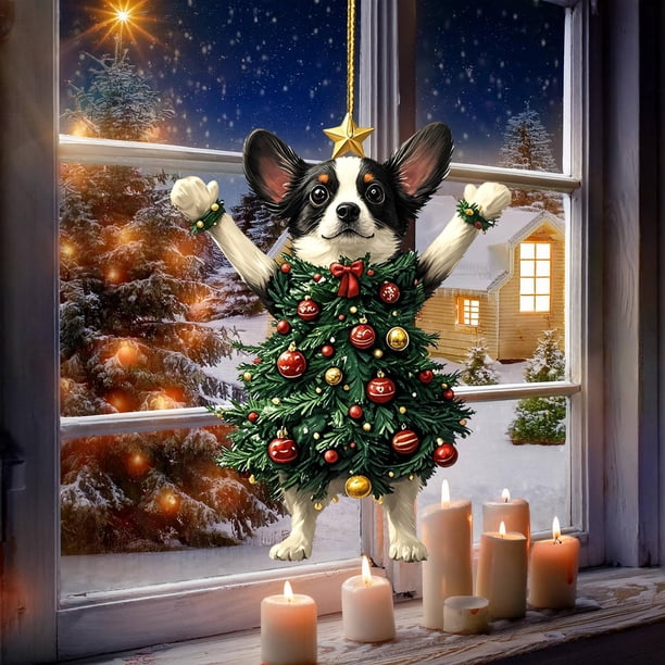 Seyotauo Cute Pet Pattern Acrylic Christmas Ornaments 3.15x3.15 Inch Double-Sided Pattern, Easy to Hang Christmas Tree Decorations Indoor, Festive Holiday Christmas Decor Gifts for Family Colleagues