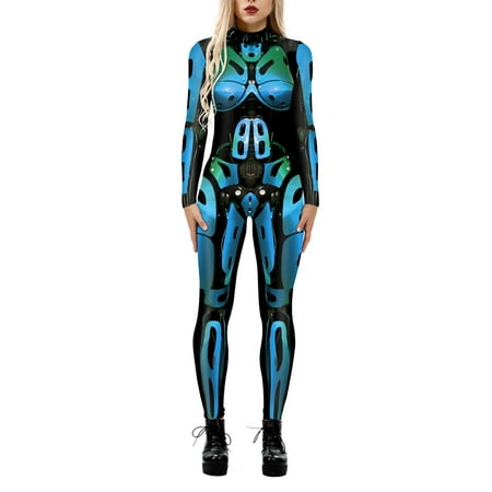 

KI-8jcuD Women Skeleton Robot 3D Printing Bodysuit Zipper Back Full Body Bodysuit Women s Jumpsuits and Rompers Elegant Yoga Jumpsuit Body Suit Bodysuit Juniors Lingerie Jumpsuit for Women Off