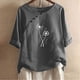 thumbnail image 3 of Blusas de Manga Corta para las Mujeres Impreso Cuello Redondo Camiseta, Top de Algodón de Imitación Casual para el Hogar Y Diario, 3 of 4