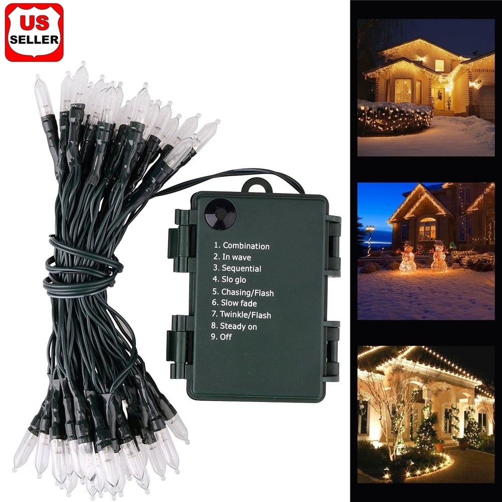 Outdoor Christmas Lights Battery Operated 50 LED Mini String Light with 8 Modes, 16ft Waterproof
