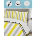 thumbnail image 4 of Quilts Twin-XL Size Bedding Set, Yellow Stripe Lightweight Quilted Comforter, Geometric Grey White Vertical Striped Soft Reversible Bedspread Coverlet with Pillow Covers for All Season, 68" x 98", 4 of 7