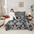 thumbnail image 4 of Feelyou Grey Tribal Damask Twin Comforter Sets, Vintage Bohemian Floral Bedding Set, 2pcs, 4 of 8