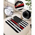 thumbnail image 5 of Red White Stripe Fireman American Flag Dish Drying Mat for Kitchen Counter, Absorbent Quick Dry Coffee Bar Mat Pad Thin Diatomaceous Sink Mat Non Slip Dish Drainer Mat 16x18 Fire Fighter USA Flags, 5 of 6