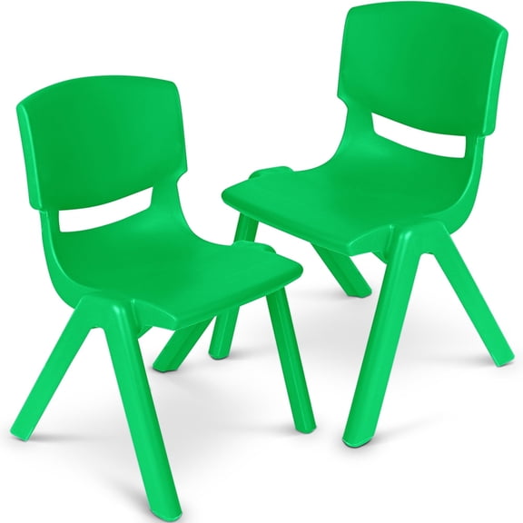 Playkidiz Kids Plastic Chair Set of 2- Preschool Chairs for Toddlers Kids 23" H - Stackable Kids Chairs with Perfect Design for School Playroom Daycare Home - Green