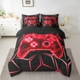 thumbnail image 2 of Erosebridal Red Gamepad Bedding Sets Full Size, Gradient Geometric Comforter Sets with Sheets, Modern Gaming Room Decor, Reversible, 2 of 5