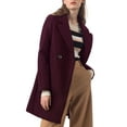 thumbnail image 6 of MODA NOVA Juniors Double Breasted Lapel Raglan Long Sleeve Mid Length Overcoat Purplish S, 6 of 7