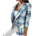 thumbnail image 1 of Uhndy Jackets for Women, Women Business Attire Plaid Printed Long Sleeve Button Slimming Cardigan Coat Top Winter Coats Christmas Gifts for Women, 1 of 6