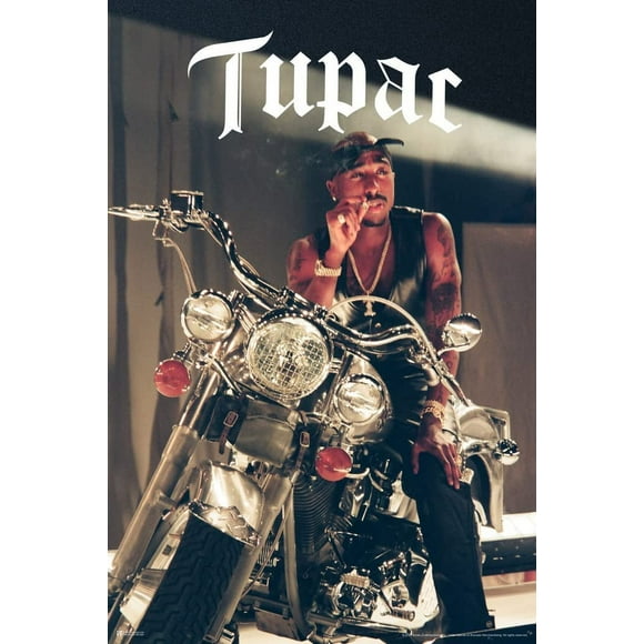 shiyou-Tupac Posters 2Pac Poster Motorcycle Photo Photo 90s Hip Hop Rapper Posters for Room Aesthetic Mid 90s 2Pac Memorabilia Rap Posters Music Merchandise Merch Cool Wall Decor Art Print Poster 12x