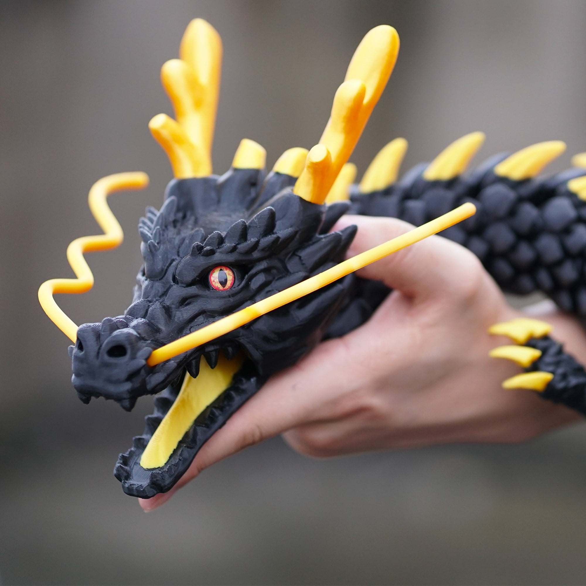 47.5inch 3D Printed dragon,Flexible Joint Animal lacertid Figurines,Realistic Eyes, Home Office Decor,Fidget Toy for Adults Teens Boy Festival Gifts