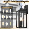 thumbnail image 2 of 19" Black Outdoor Wall Lantern 2-Light, Large Outside Modern Porch Sconce Light Fixture, Industrial Porch Light Wall Mount with Glass, Waterproof Farmhouse Exterior Lamp Lighting （1 Pack）, 2 of 6
