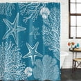 thumbnail image 2 of Blue Coastal Bathroom Shower Curtains with 12 Hooks Polyester Waterproof Shower Curtain for Stalls and Bathtubs Starfish Coral Summer Beach Ocean Decorative Bathroom Privacy Curtain 72x72 Inches, 2 of 9