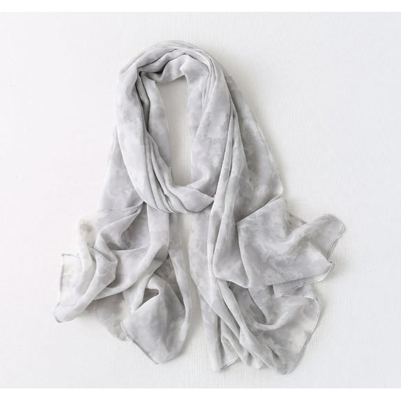 Leadiglow Women's Gray Tie-Dye Chiffon Scarf, Shawl, Wrap, Hijab, Headscarf
