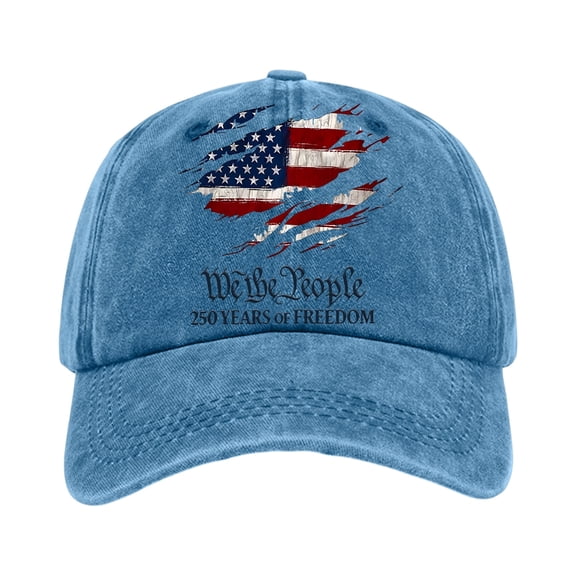 United States 250th Anniversary Hat Independence Day USA American Flag Cap Adjustable Retro Distressed Cap 1776-2026 Commemorative USA 250 Merchandise,Light Blue