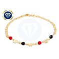 thumbnail image 3 of 14K Gold Filled Black And Red Beads Elephant Bracelet / Good Luck Elephant Bracelet 7.5" / Pulsera Con Elefantes Para Mujer en Oro Laminado, 3 of 8