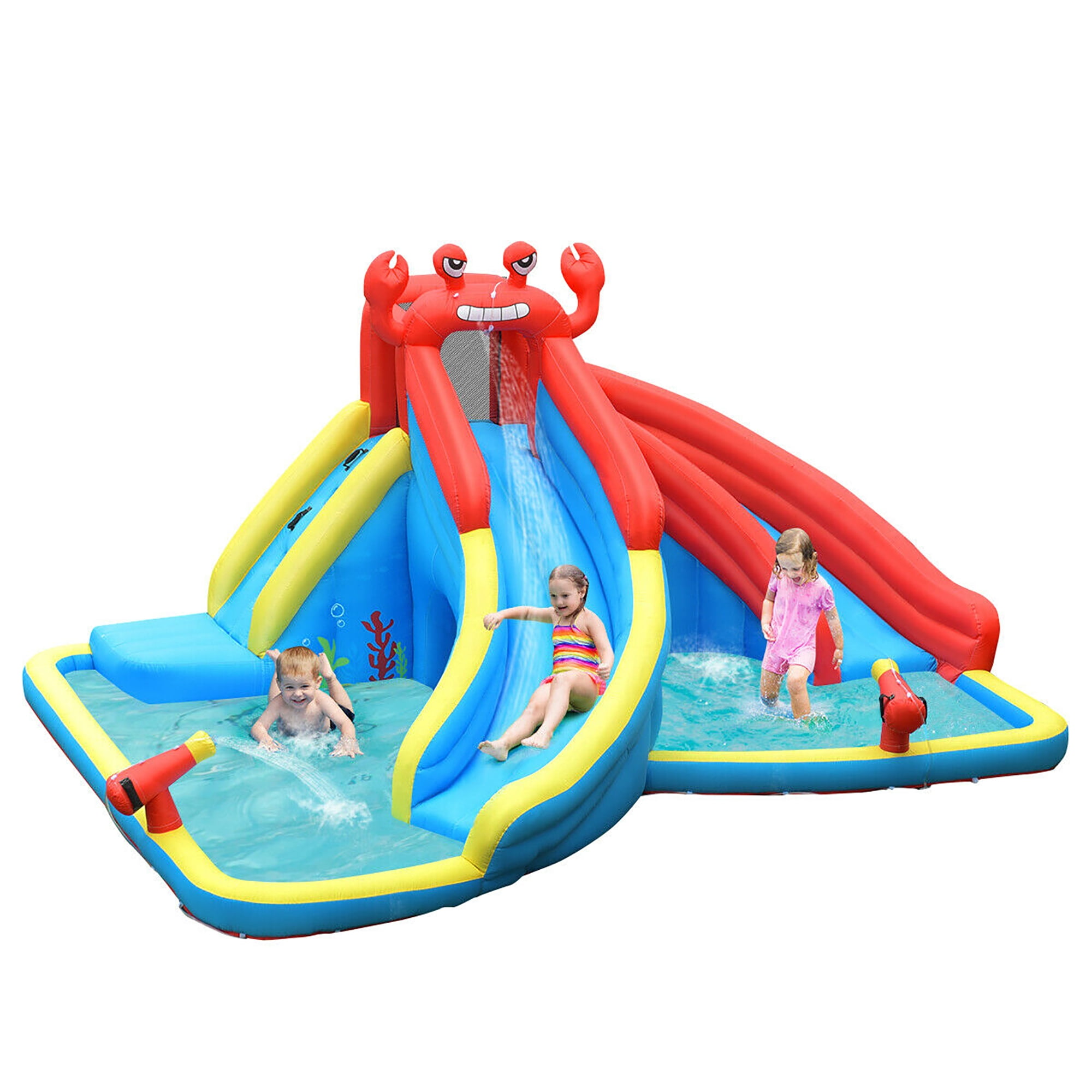 Costway Crab Dual Inflatable Water  Slide Bounce House with Splash Pool