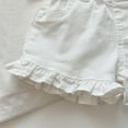 thumbnail image 4 of CYRBOKO Toddler Girls Denim Shorts, Ruffle Summer Elastic Waist Solid Color Jean Shorts White Size 3-4 T, 4 of 4