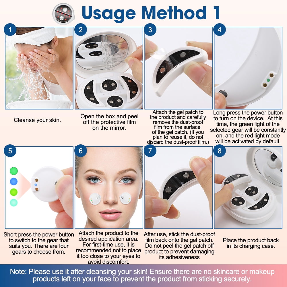 2-in-1 Electric Facial & Eye Beauty Massager with Red Light Therapy, EMS Microcurrent, Type-C Charging, Skin Firming, Fine Lines, Dark Circles & Eye Bags Reduction