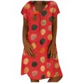 thumbnail image 1 of Fridja Robe d'Été pour Femme Vintage Ample à Col en V Imprimée à Manches Courtes Longueur Genou Robe Midi, 1 of 6