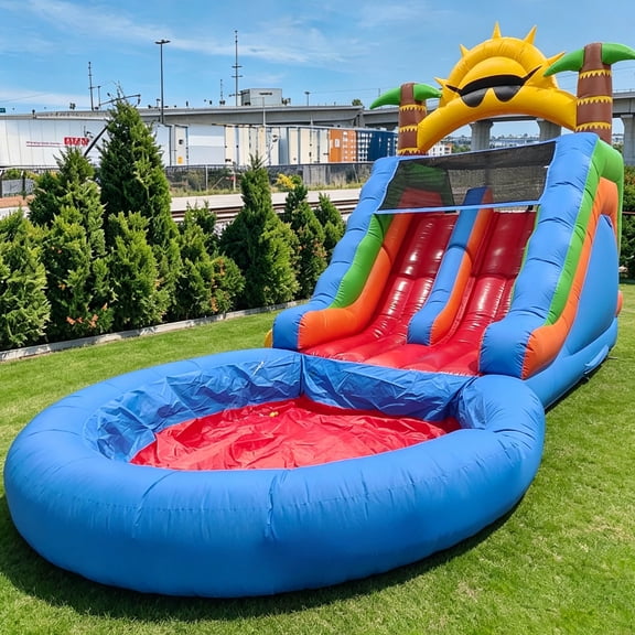 Relunch Commercial Double Water Slide with Splash Water Pool & Climbing Wall, Inflatable Water Slide with Blower for Adults Kids Outdoor Backyard Party- 23x11x12.5ft