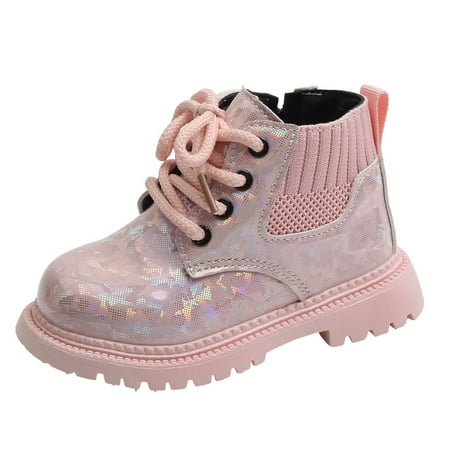 

Huesdet Girls Booties Children Heel Ankle Boots Lace-Up Side Zip-Up Comfortable Soft Sole Casual Boots Toddler Bootsï¼Pink 6ï¼
