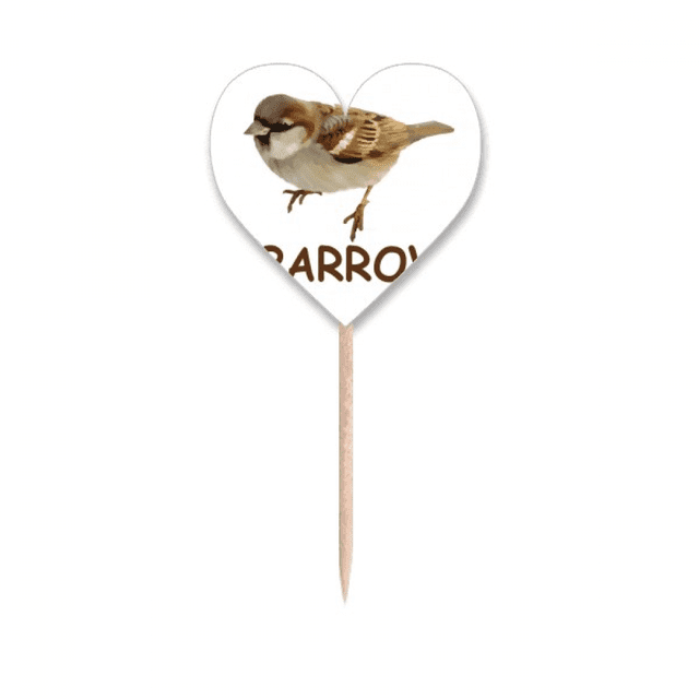 Food Search Sparrows Birds Toothpick Flags Heart Lable Cupcake Picks